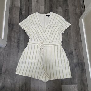 Banana Republic Cotton, Rayon And Linen Blend Striped Romper